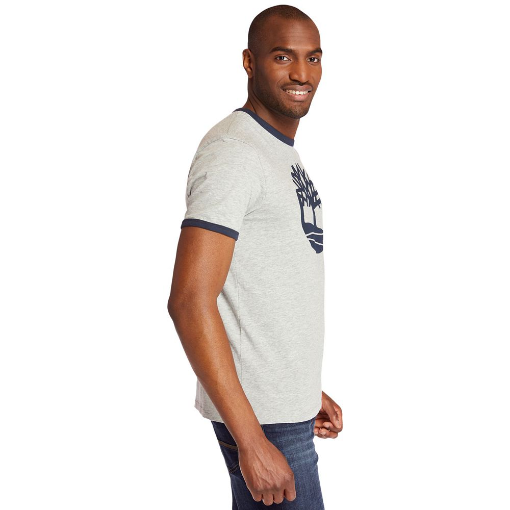 Camisetas Timberland Hombre Tree Logo Ringer Gris - Chile SUQ-483269